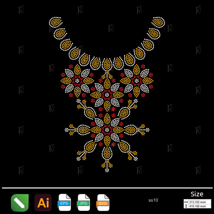 Golden Floral Necklace Rhinestone – Premium Rhinestone Design by Rhinestone1