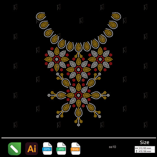 Golden Floral Necklace Rhinestone – Premium Rhinestone Design by Rhinestone1