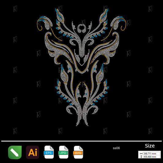 Tribal Flame Crest Rhinestone Design – Premium Rhinestone Design by Rhinestone1