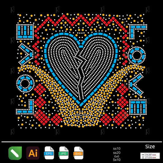 Broken Heart Love Rhinestone – Premium Rhinestone Design by Rhinestone1