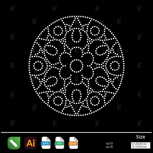 Circular Lace Bloom Rhinestone – Premium Rhinestone Design by Rhinestone1