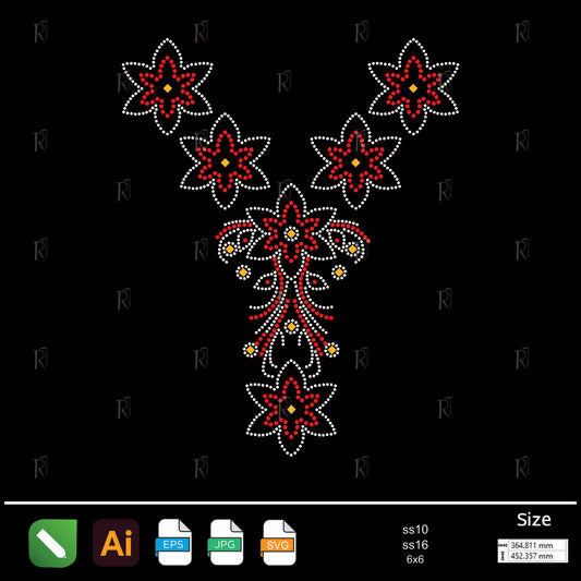 Red Floral Cascade Rhinestone – Premium Rhinestone Design by Rhinestone1