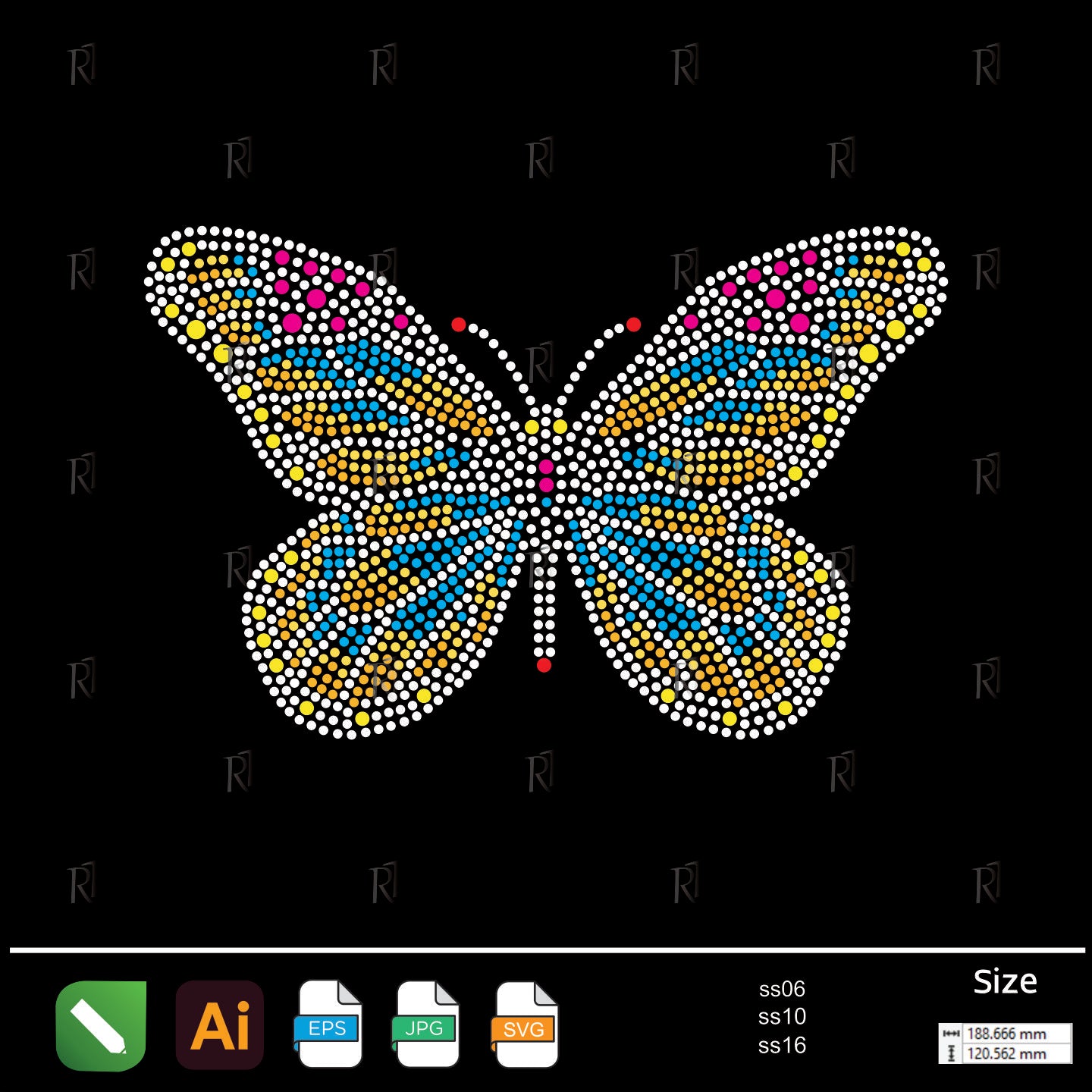 Colorful Butterfly Rhinestone – Premium Rhinestone Design by Rhinestone1