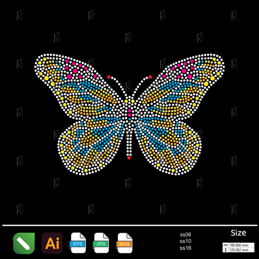 Colorful Butterfly Rhinestone – Premium Rhinestone Design by Rhinestone1