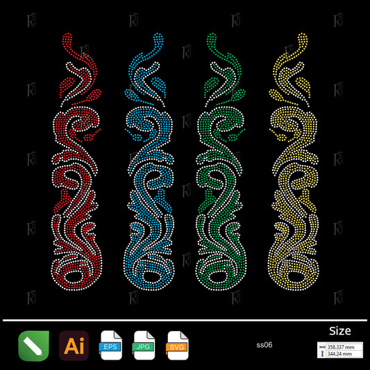 Colorful Flame Strips Rhinestone – Premium Rhinestone Design by Rhinestone1