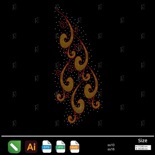 Golden Flame Swirl Rhinestone – Premium Rhinestone Design by Rhinestone1
