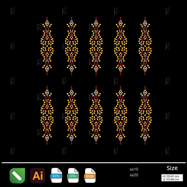 Repeated Vertical Ornamental Strips Rhinestone – Premium Rhinestone Design by Rhinestone1