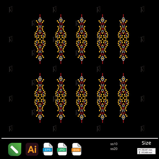 Repeated Vertical Ornamental Strips Rhinestone – Premium Rhinestone Design by Rhinestone1