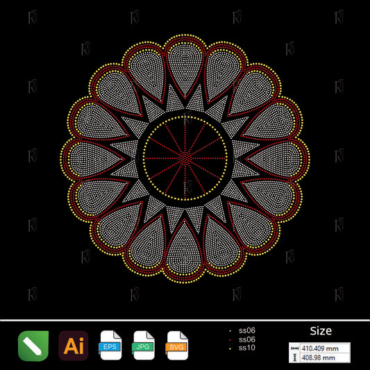 Mandala Bloom Rhinestone Pattern – Premium Rhinestone Design by Rhinestone1
