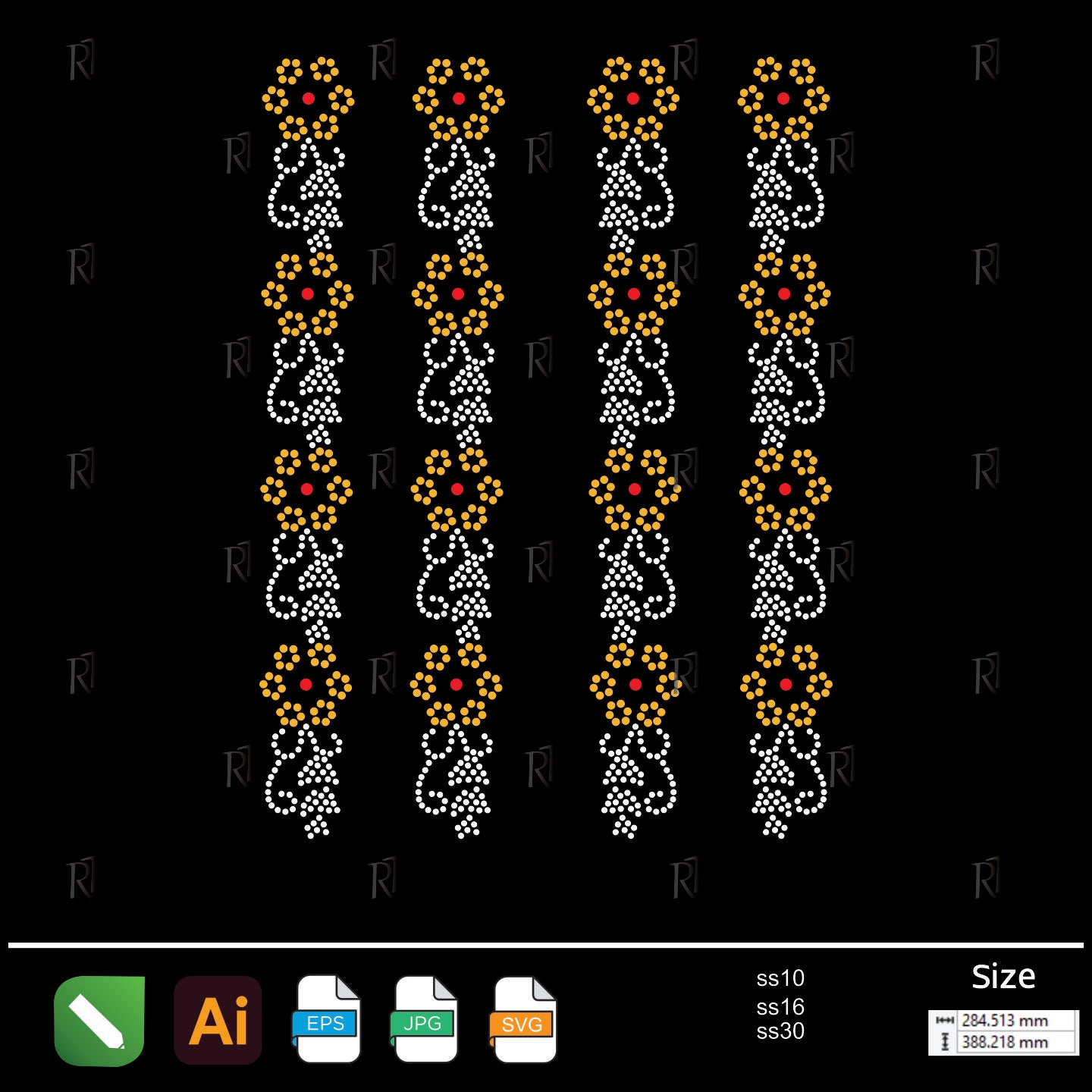 Yellow Daisy Chain Rhinestone – Premium Rhinestone Design by Rhinestone1