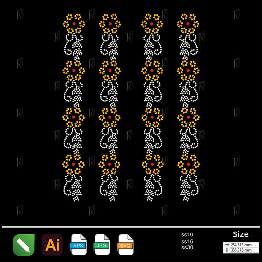 Yellow Daisy Chain Rhinestone – Premium Rhinestone Design by Rhinestone1