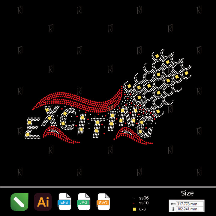 Exciting Waves Rhinestone Design – Premium Rhinestone Design by Rhinestone1