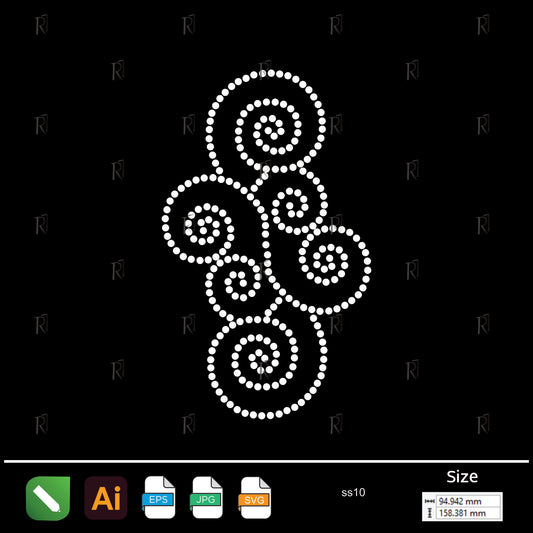 Spiral Bloom Rhinestone Motif – Premium Rhinestone Design by Rhinestone1