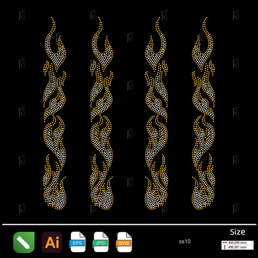 Flame Border Rhinestone1 – Premium Rhinestone Design by Rhinestone1