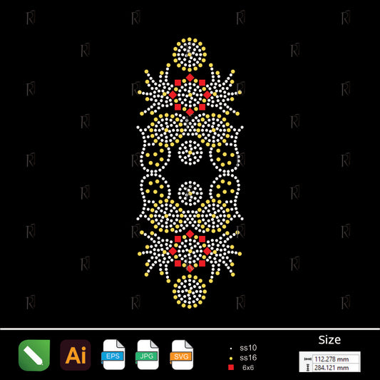 Vintage Floral Vertical Motif Rhinestone – Premium Rhinestone Design by Rhinestone1