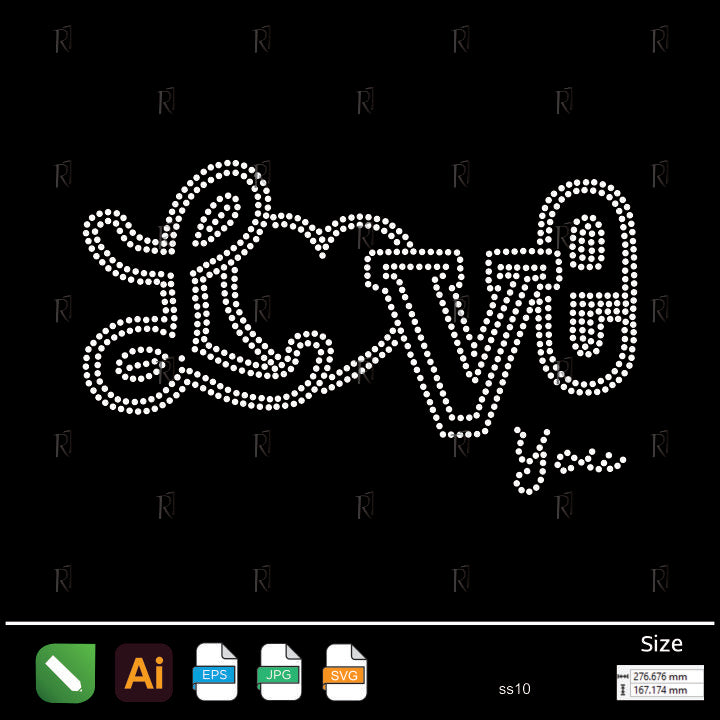 Mixed Font Love You Rhinestone – Premium Rhinestone Design by Rhinestone1