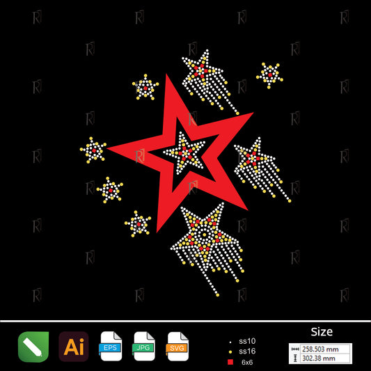 Shooting Stars Cluster – Premium Rhinestone Design by Rhinestone1
