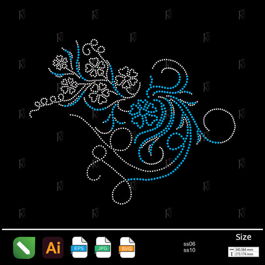 Floral Breeze Flow Rhinestone – Premium Rhinestone Design by Rhinestone1