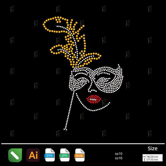 Carnival Mask Lady Rhinestone – Premium Rhinestone Design by Rhinestone1