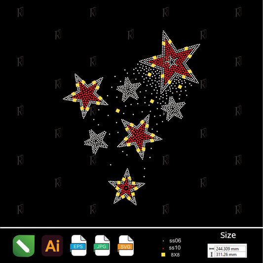 Shooting Stars Rhinestone Design – Premium Rhinestone Design by Rhinestone1