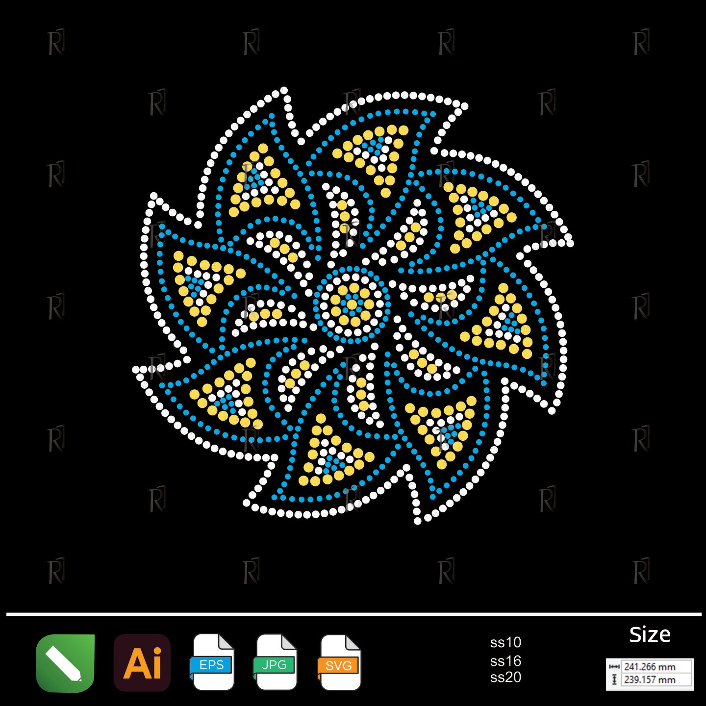 Spiral Bloom Rhinestone – Premium Rhinestone Design by Rhinestone1