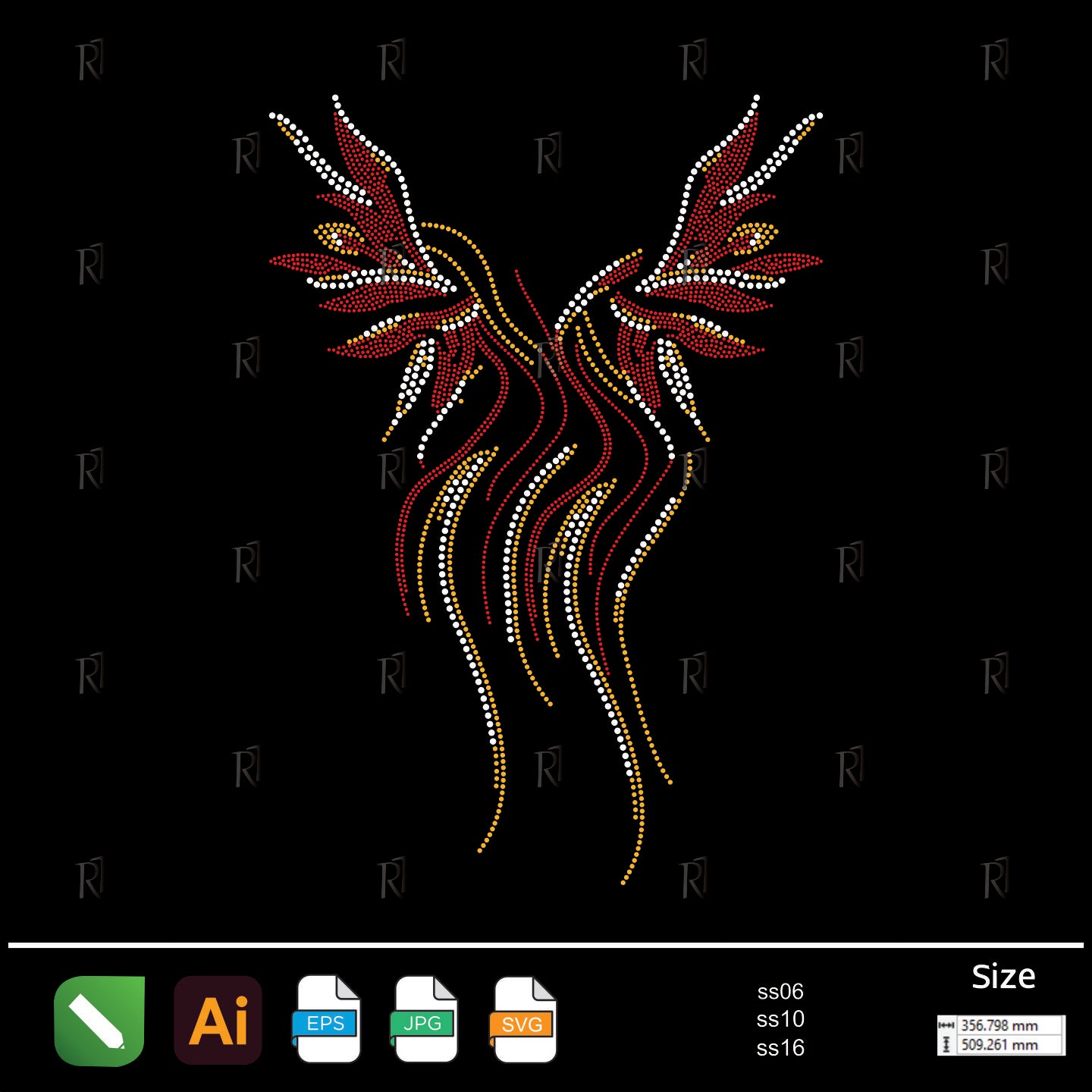 Flaming Wings Rhinestone – Premium Rhinestone Design by Rhinestone1
