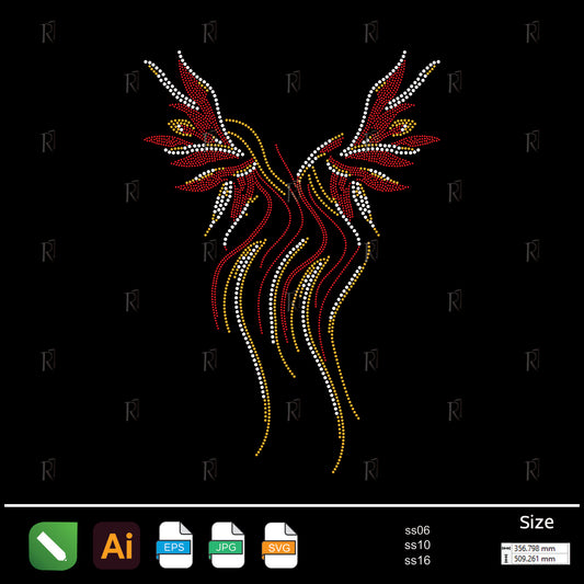 Flaming Wings Rhinestone – Premium Rhinestone Design by Rhinestone1
