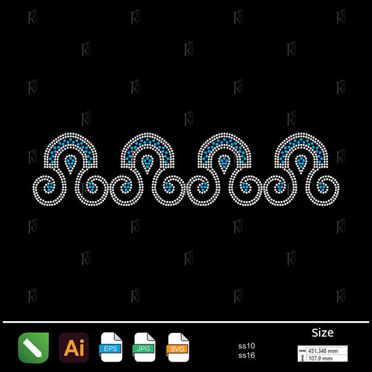 Blue Horizon Waves – Premium Rhinestone Design by Rhinestone1