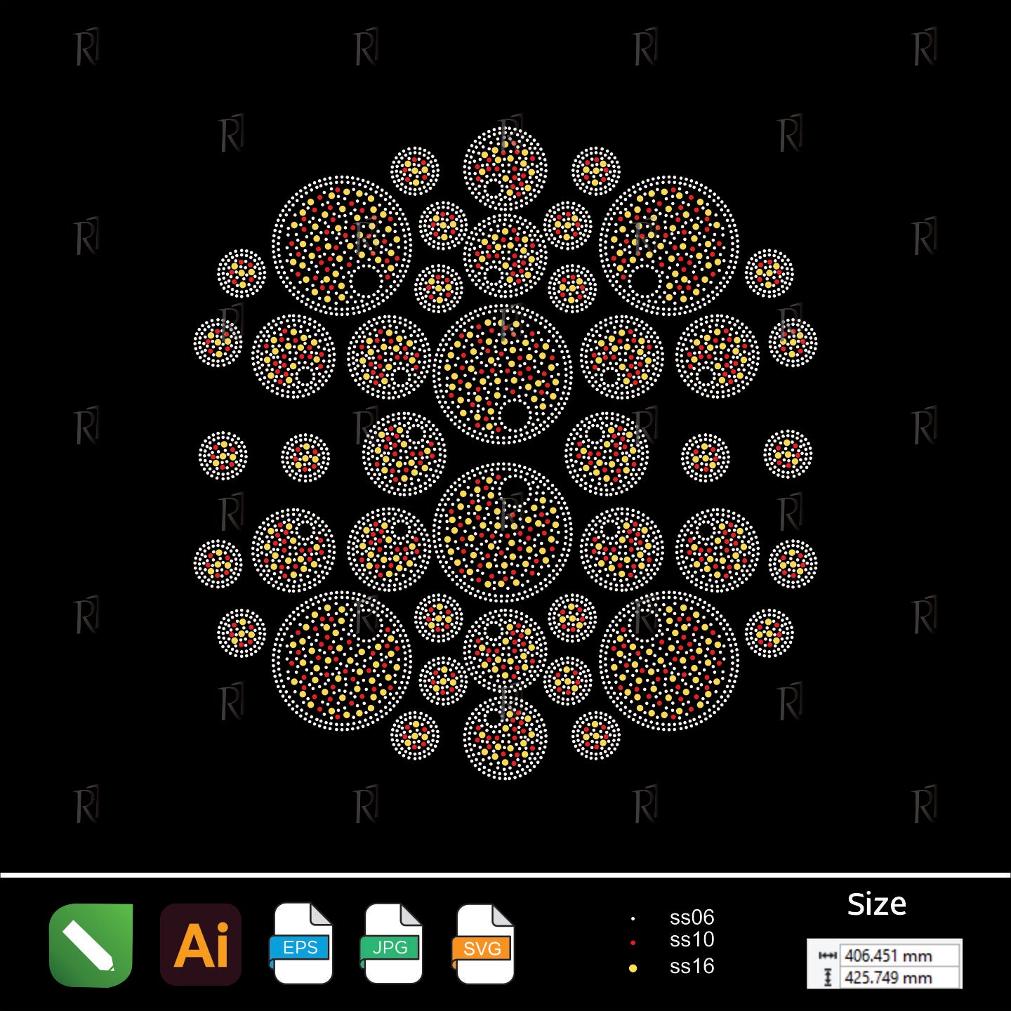 Colorful Bubbles Rhinestone Pattern – Premium Rhinestone Design by Rhinestone1