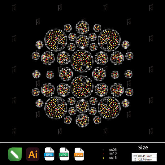 Colorful Bubbles Rhinestone Pattern – Premium Rhinestone Design by Rhinestone1