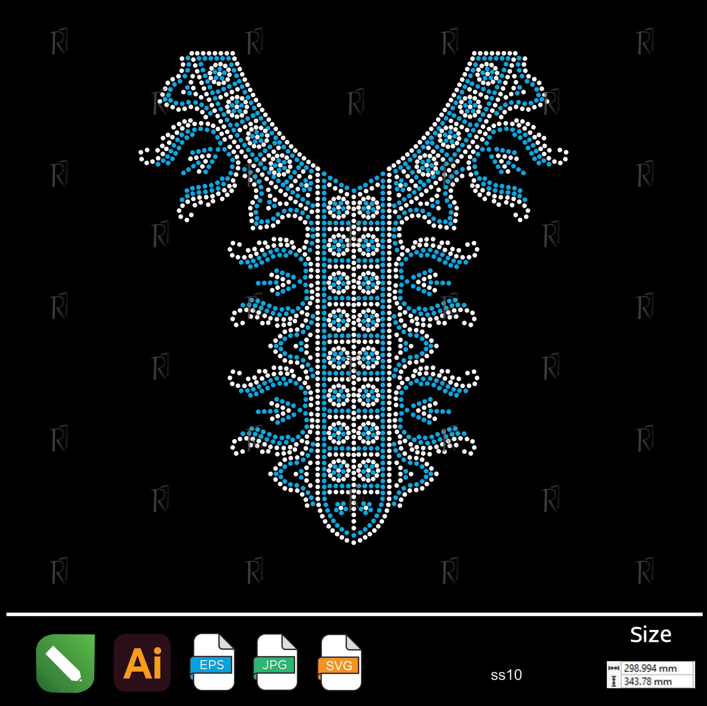 Oriental Neckline Rhinestone Pattern – Premium Rhinestone Design by Rhinestone1