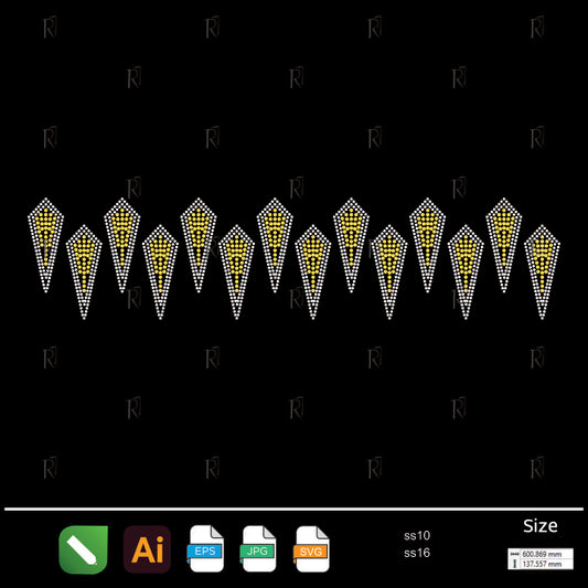 Golden Spike Border Rhinestone – Premium Rhinestone Design by Rhinestone1