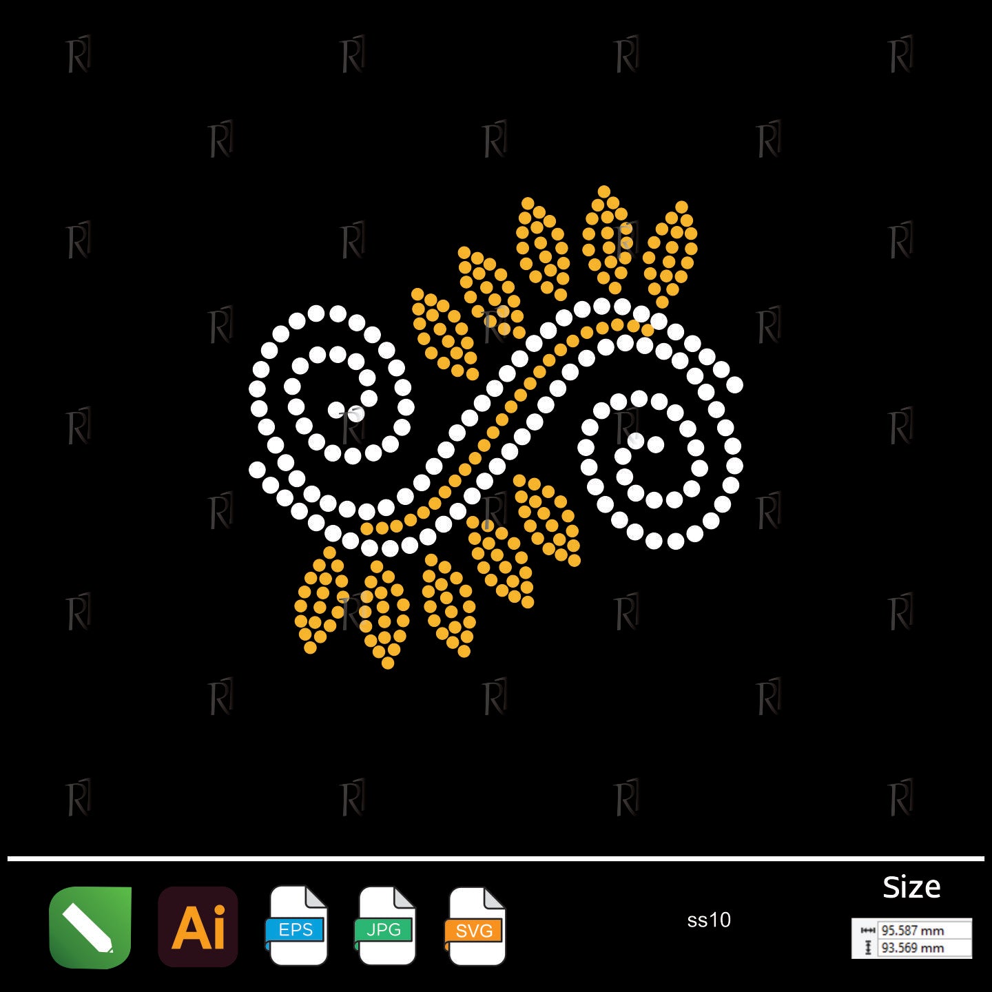 Spiral Leaves Ornament Rhinestone – Premium Rhinestone Design by Rhinestone1