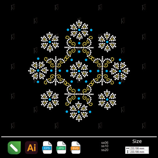 Vintage Blossom Medallion – Premium Rhinestone Design by Rhinestone1