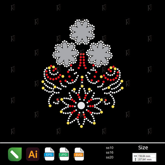 Blossom Harmony Cluster – Premium Rhinestone Design by Rhinestone1