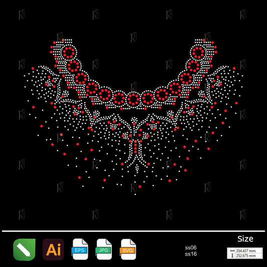 Red Circle Chain Floral Rhinestone – Premium Rhinestone Design by Rhinestone1