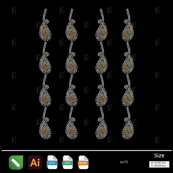 Twisted Leaf Border Rhinestone – Premium Rhinestone Design by Rhinestone1