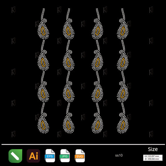 Twisted Leaf Border Rhinestone – Premium Rhinestone Design by Rhinestone1