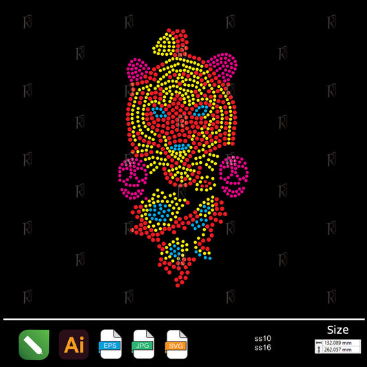 Fierce Tiger Face Rhinestone – Premium Rhinestone Design by Rhinestone1