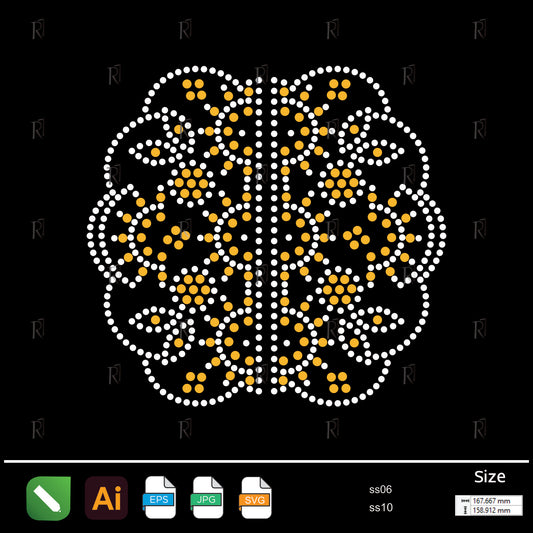 Golden Floral Medallion Rhinestone – Premium Rhinestone Design by Rhinestone1