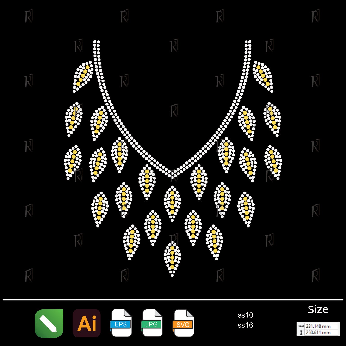 Golden Rainfall Necklace Rhinestone – Premium Rhinestone Design by Rhinestone1