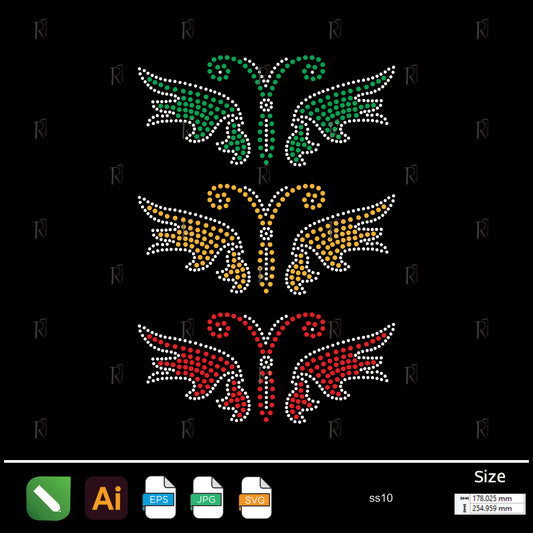 Triple Butterfly Wings Rhinestone – Premium Rhinestone Design by Rhinestone1