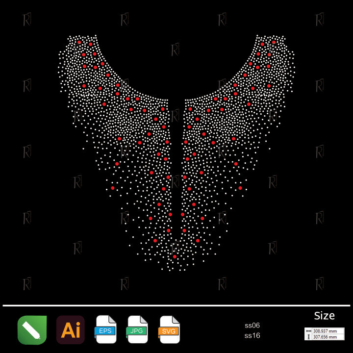 Red Dotted Gradient Collar Rhinestone – Premium Rhinestone Design by Rhinestone1