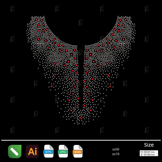 Red Dotted Gradient Collar Rhinestone – Premium Rhinestone Design by Rhinestone1