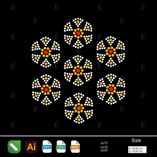 Honeycomb Bloom Rhinestone Pattern – Premium Rhinestone Design by Rhinestone1