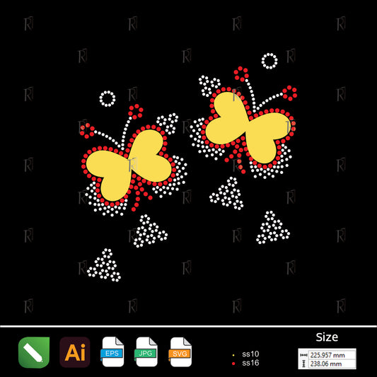 Dotted Butterfly Duo Rhinestone – Premium Rhinestone Design by Rhinestone1