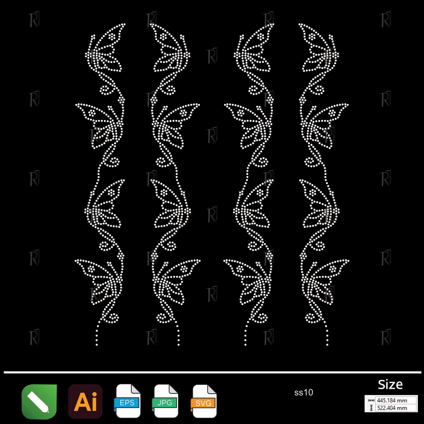 Butterfly Chain Border Rhinestone – Premium Rhinestone Design by Rhinestone1