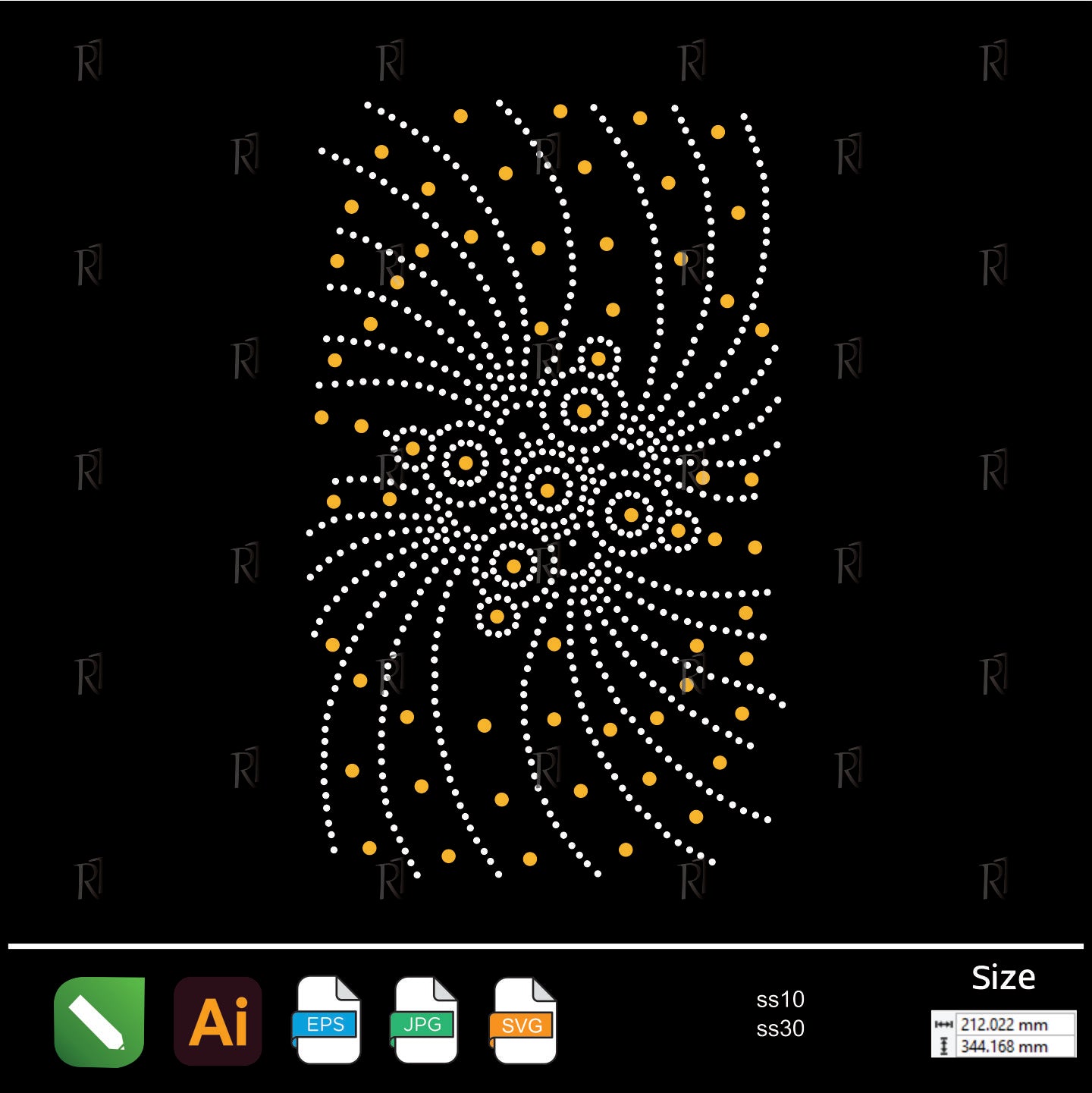 Golden Swirl Flow Rhinestone Pattern – Premium Rhinestone Design by Rhinestone1