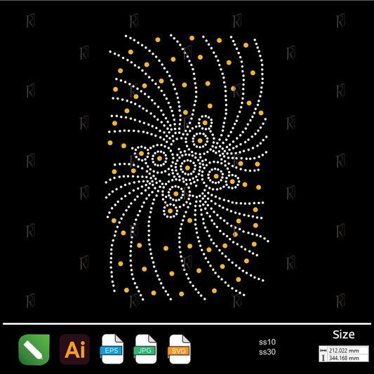 Golden Swirl Flow Rhinestone Pattern – Premium Rhinestone Design by Rhinestone1