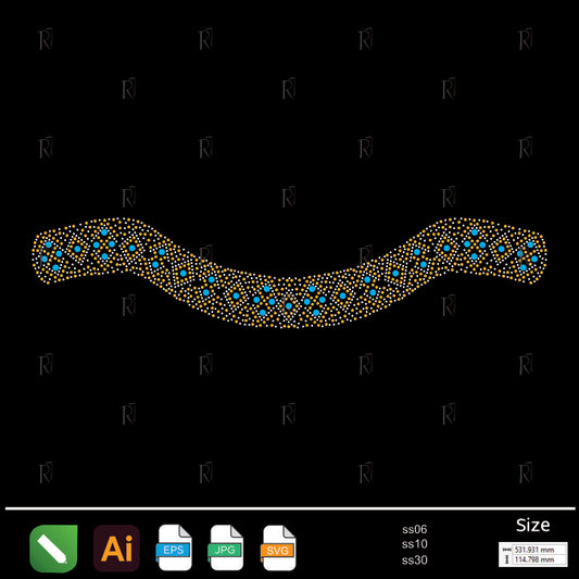 Diamond Wave Border Rhinestone – Premium Rhinestone Design by Rhinestone1